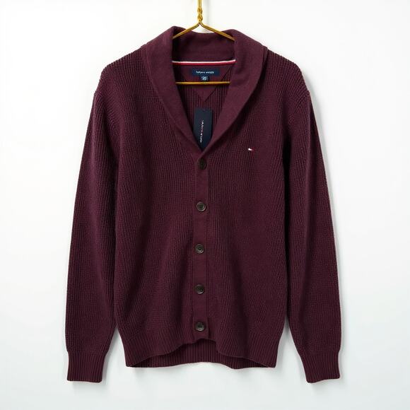 Tommy Hilfiger Other - Tommy Hilfiger Burgundy Shawl Collar Knit Cardigan - XL